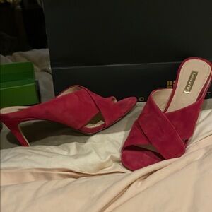 Louise et Cie Red Suede Mules with Medium Heel